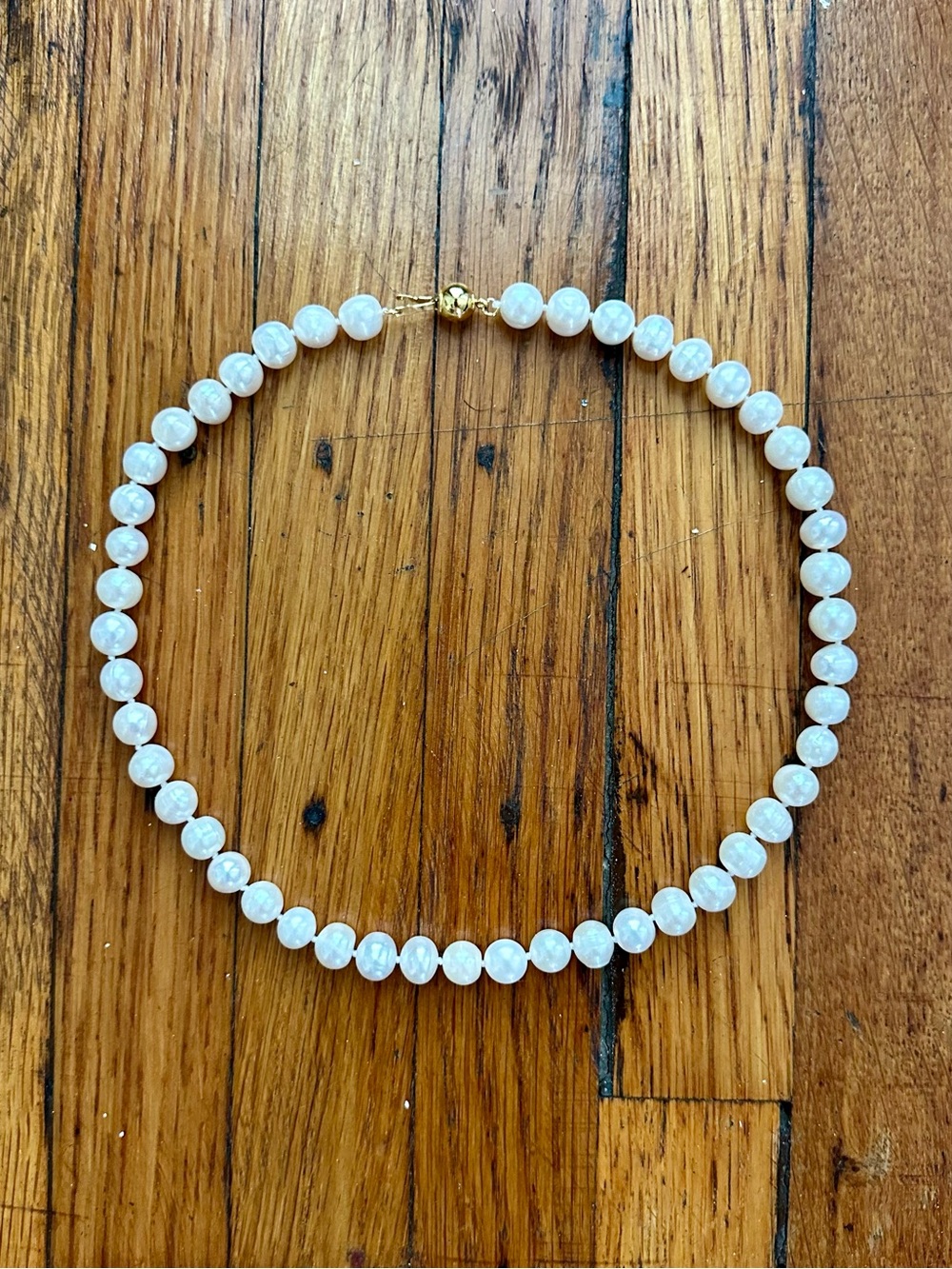 Genuine 18" Pearl Necklace w/ Gold Clasp